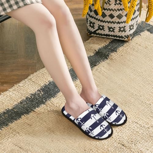 Anchors Print House Slippers For Women And Men,Soft Slippers With Memory Foam,Non-Slip Indoor Home Shoes 5