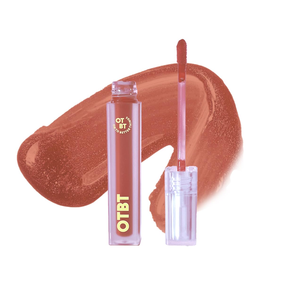 OTBT Fluttering Hydrating Lip Gloss - High Shine, Long Lasting Natural Lip Lacquer, Plumper with Vitamin E, Beetroot & Hibiscus Pigments [Shade Peach Tease - 6 ml]