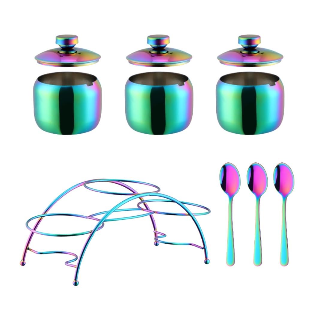 Gewürzdose, Gewürz-Organizer-Set aus Edelstahl, Gläser mit Deckel und Löffel, Gewürzaufbewahrung Gewürzbehälter(E)