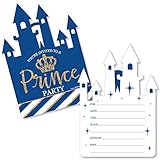 Royal Prince Charming - Shaped Fill-In Invitations - Baby Shower or Birthday Party Invitation Cards with Envelopes - Set of 12