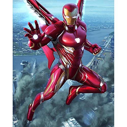 Kit de pintura de diamante 5D por número para adultos, The Avengers Iron Man, kit completo de bordado de diamante para decoración de pared del hogar, 30,4 x 40,6 cm