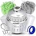 10-Stage Shower Water Filter/Purifier (2 Cartridges) - Removes Chlorine, Fluoride and Softens Hard Water to Improve Dry Hair and Skin. Fits any Shower Head. Bonus Shower Poufs and Hanger