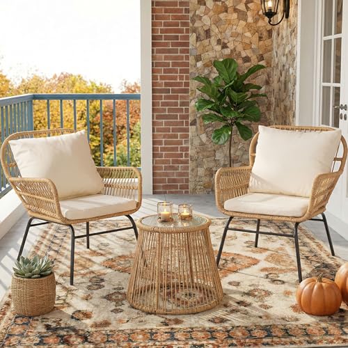 NICESOUL® 3 Pieces Boho Small Outdoor Patio Chair Set with