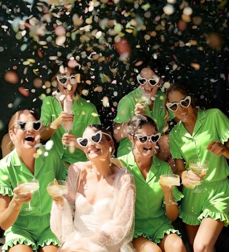 Image of KFUBUO Silky Satin Pajamas for Women Set Short Sleeve Button Down 2 Piece Pjs Shorts Sets Soft Sleepwear Loungewear