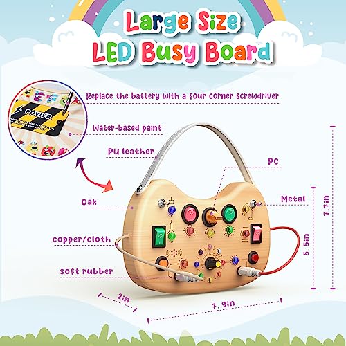 Image of Montessori Busy Board LED Light Switches,Toddler Toys for 1 2 3 Years Old