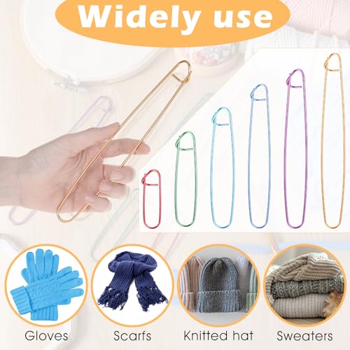 Image of Molain 18 Pcs Knitting Stitch Holders, Yarn Stitch Holder Stitch Colorful Aluminum Crochet Stitch Holders for Sewing Crocheting Supplies Tools Accessories