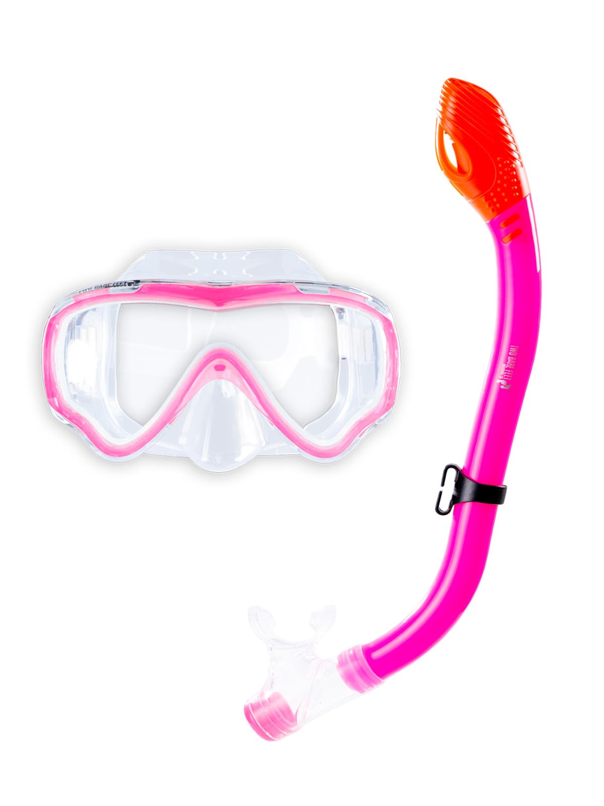 Two Bare Feet Kids Dry Top Snorkelling Set โ Junior Silicone Mask & Snorkel, Anti-Fog Diving Mask for Children, Adjustable Swimming & Snorkelling Gear (Pink)