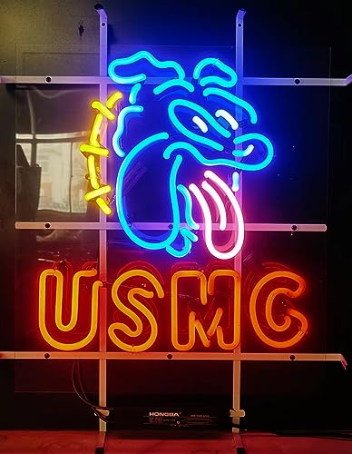Neon Signs Beer Bar Bedroom Light Usmc Sign Glass Neon Signs for Office Hotel Pub Cafe Party Man Cave Neon Light Art Wall Lights 24 X 20 Inches