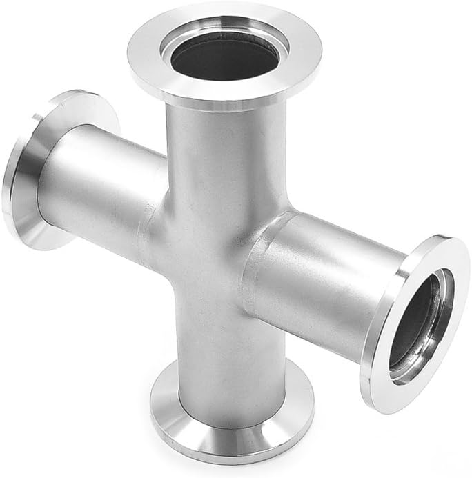 Cross 4-Way KF-16/25/40/50 Vacuum Fittings, ISO-KF Flange Size NW-16/25/40/50, Stainless Steel Adapter Vacuum Oven Fitting (KF25)