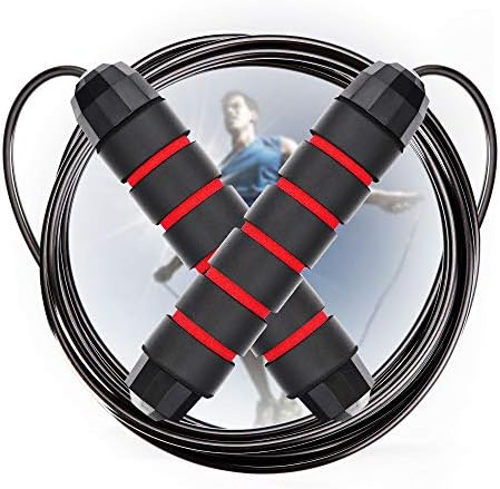 Adjustable Jump Rope with Carrying Pouch - Cardio Jumping Rope for Men, Women, and Children of All Heights Levels - Tangle-Free Skipping Rope for Crossfit, Fitness, WOD, Boxing, MMA