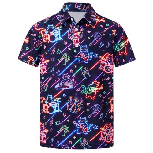 Cozople Boys Party Polo Shirt, Music Cat Graphic Top - image 2