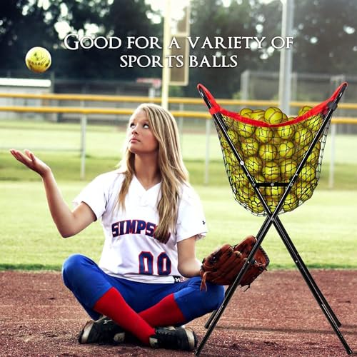 WEEPALM Extra Large Baseball Caddy - Holds Up to 100+ Baseballs or 50+ Softballs for Drills, Portable Ball Caddy for Baseball/Softball with Double X Sturdy Structure, Easy Foldable to Carry