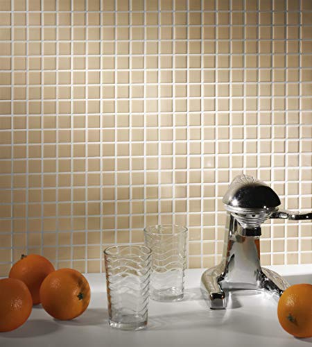 Cottoceram. Modelo M003 (Blanco Beige Fuerte) Mosaico enmallado de Porcelanico. Medida 4,8x4,8cm. Pegado en Mallas de 30x30cm.