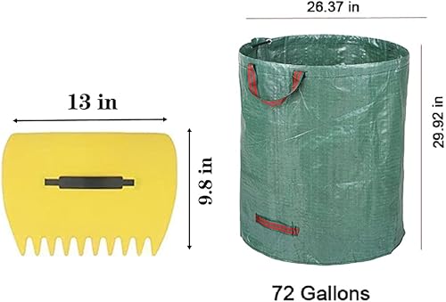 Miniatura 7 de CFH-ALLEZ - 1 par de garras de césped con hojas recogidas + 1 paquete de 72 galones reutilizable verde claro bolsa de jardín