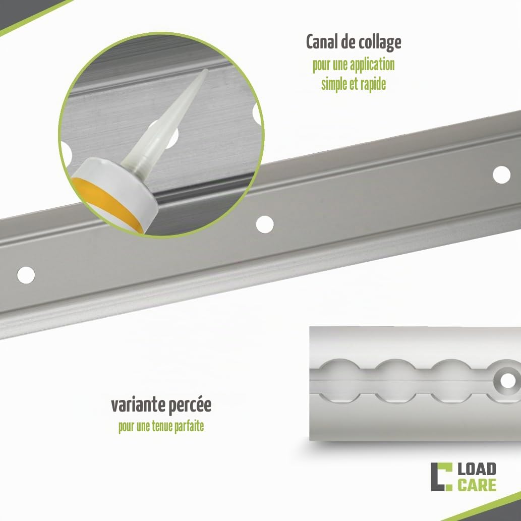 Kit de démarrage de rails aériens – 2 rails aériens anodisés (1 m, semi-circulaire, percés pour vis M6 tous les 10 cm) avec 4 embouts, 4 raccords noirs – Idéal pour la construction de véhicules