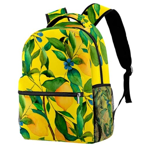 Mochila para laptop con diseño de flores y frutas bolsa escolar grande unisex