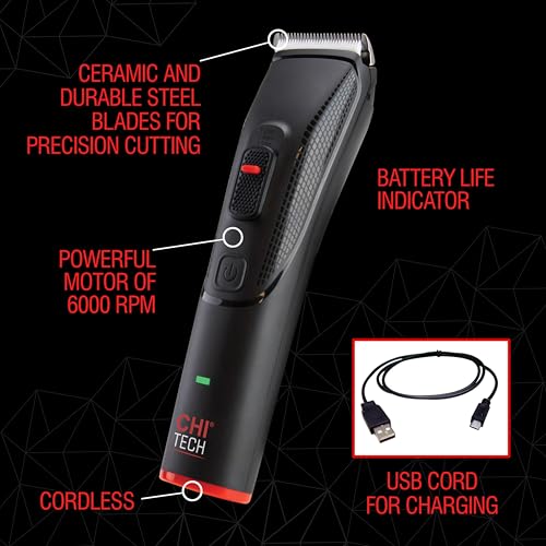 Cortapelos inalámbrico CHI Tech de agarre suave para perfilar tu barba y cabello en casa 2