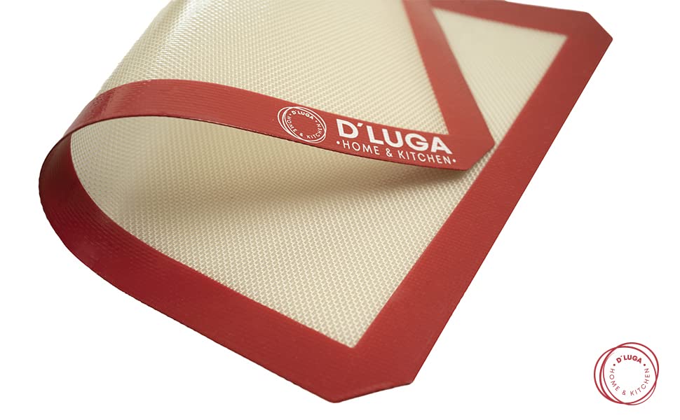 D'Luga Juego de 2 alfombrillas antiadherentes de silicona para hornear