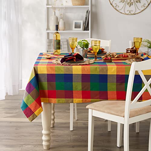 Dii Checkered Tabletop Collection 100% Cotton, Machine Washable, Tablecloth, 60X84, Summer Check #TOP3