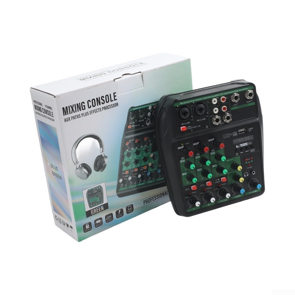 Mixer audio professionale a 4 canali XLR TRS (verde)
