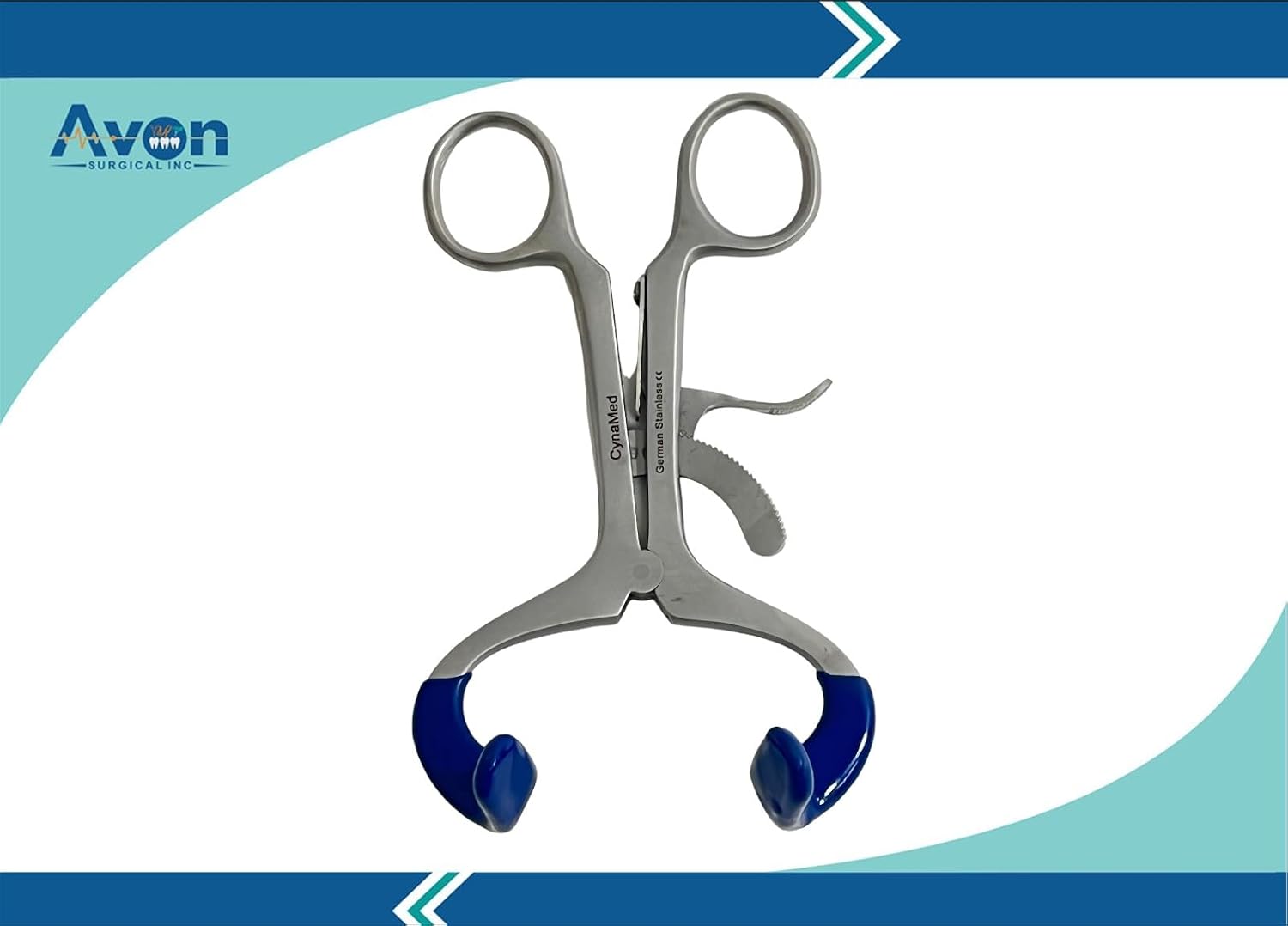 German Stainless Steel Molt Mouth Gag Prop for Dental Procedures - with Blue Silicone Tips & Ratchet Locking Handle - Autoclavable Dental Instruments (3, 3.5in + 4.5in + 5.5in - Set of 3)