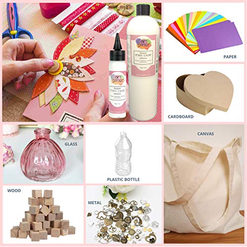 Art Glitter Designer Dries Clear Adhesive Non-Toxic Water-Based 2Oz (60Ml) And 16Oz (480Ml) With Metal Tip Precision Application Writing Tool — Arts And Crafts Scrapbooking Supplies Kit #TOP4