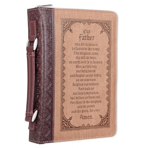 Couverture de la Bible pour homme étui zippé en similicuir marron taille M