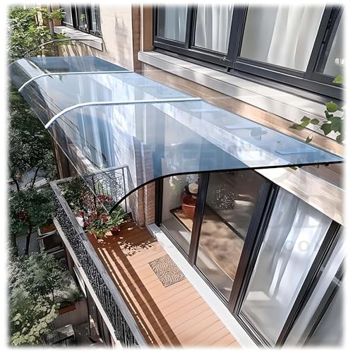 Marquesina para Puertas Exterior, Toldo Cubierta de Policarbonato,Techado para Entrada Transparente, Balcon Ventana Protección UV, Lluvia, Nieve, Luz Solar 40cm~500cm