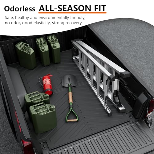 Xipoo Truck Bed Mat Compatible with 2005-2023 Toyota Tacoma Truck Bed Mat TPE Bed Liner Bed Mat Replacement for 6ft Long Bed 2005-2023 Toyota Tacoma Accessories (6ft Long Bed Mat Rice Grain Pattern)