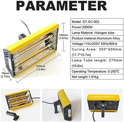 Lampe de polymérisation de peinture infrarouge 2000W chauffage cabine - 3
