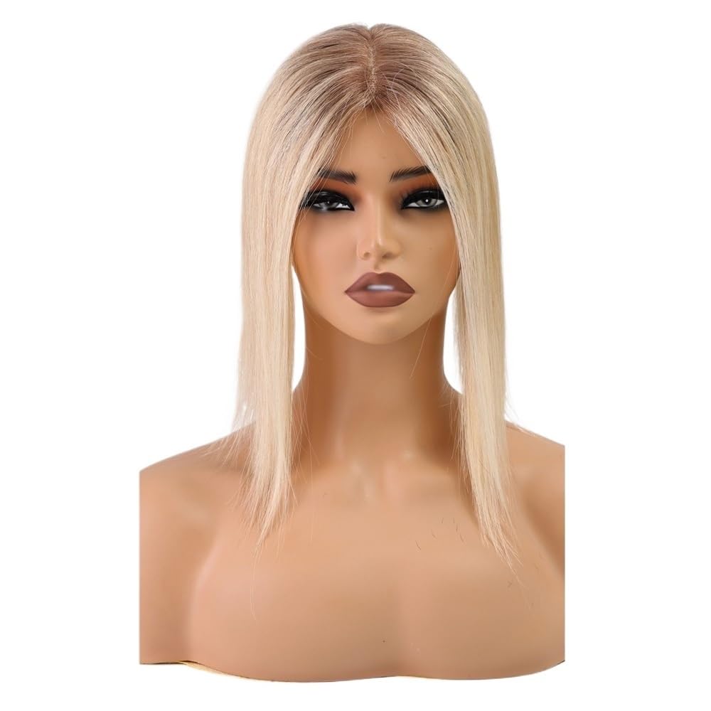 Echthaar-Topper, Haarteile, Mittelteil, Damen, Spitzenbasis, Clip-In, 11,4 x 12,7 cm, Topper, 30,5 cm Fügt Haarvolumen hinzu(Ombre blonde)