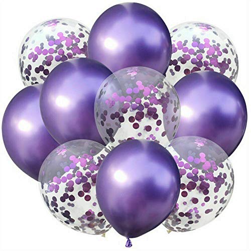 12 Thick Metallic Pearl Confetti Latex Balloons Shiny Colors For Wedding Party Birthday Decorations Purple Color Pack of 10
