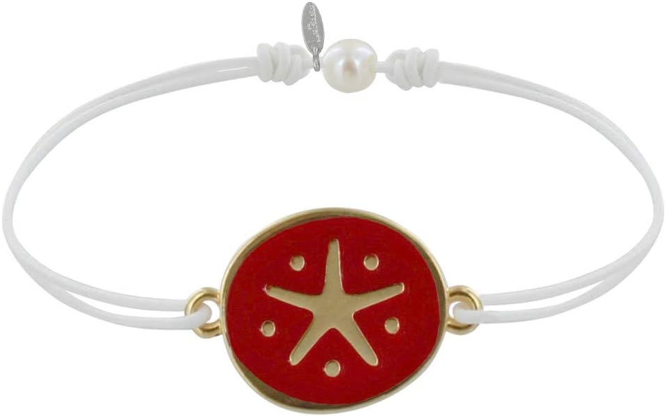 Schmuck Les Poulettes - Bracelet links brass star medal red enamel