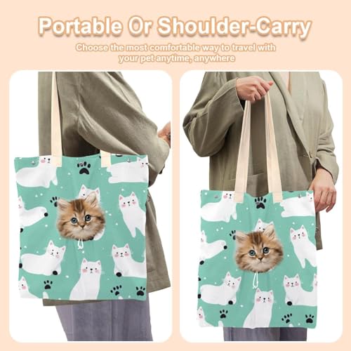 Sac de transport portable chats blancs pour balades urbaines avec animaux