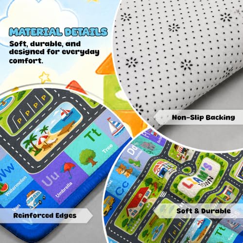 Custom Road Map Area Rug, Personalized City Street Car Rug, 5x7 Cars Truck Play Mat, Washable Non Slip Soft Town Playroom Carpet for Kids Bedroom Nursery Classroom, Back to School Decor (A5) - Image 8