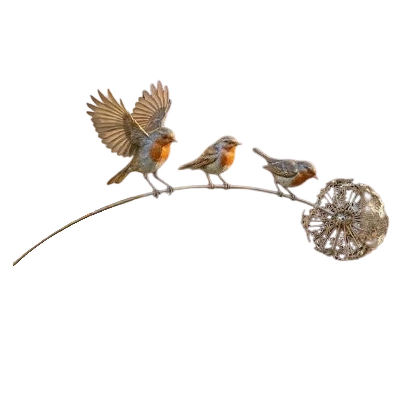 Quoravel Animal Garden Stake, Rustic Yard Art Decorations with Dandelion Accent, Metal Garden Sculpture for Lawn Patio Backyard A 1pc