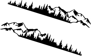 2 PCS Car Mountain Tree Forest Decals, Vinyl Waterproof Fade-resistant Car Body Stickers, Minimalist Distinctive Mountain Forest Vehicle Sticker Decoration, for Most Vehicles (Black)