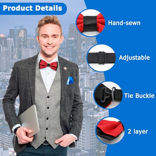 Image of LJBFNN Bow Ties for Men Pre Tied Mens Bow Tie, Adjustable Bowties Men Black and White Bow Tie for Wedding /Party /Casual