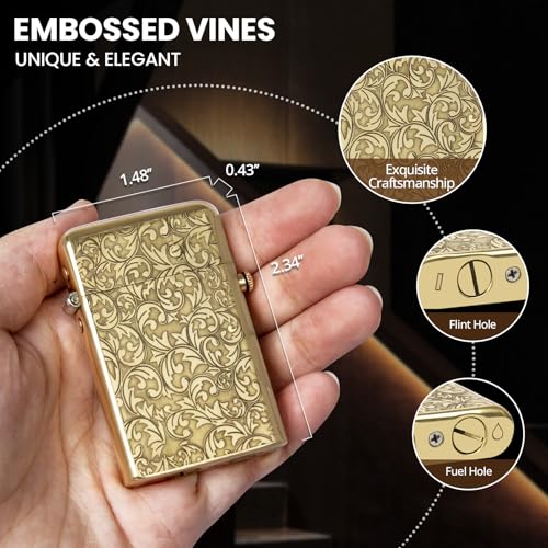 Encendedor de bolsillo vintage SOMGEM cobre clásico recargable miniatura 5