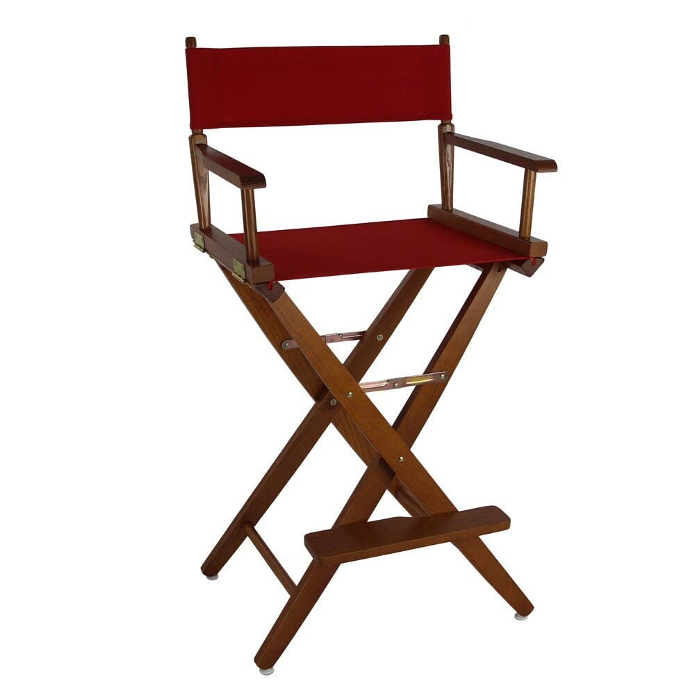 American Trails Extra-Wide Premium 30" Director's Chair Mission Oak Frame with Red Canvas, Bar Height