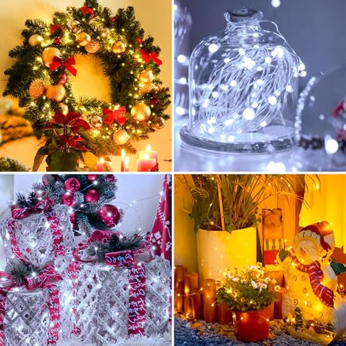 Image of 10 Pack Fairy Lights Battery Operated - 7ft 20 Led Twinkle Lights 3 Modes, Bulk Mini String Lights Waterproof for Mason Jars Vases DIY Party Wedding Decoration Christmas -Warm and Cold White