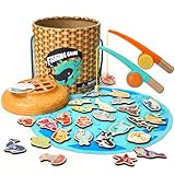 TOP BRIGHT Montessori Toddler Fishing Game - Kids Wooden Magnetic Fishing Toys Gifts for 3 Years Old Girls Boys, Fine Motor Skills for Toddler