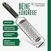 CHEFKOCH Premium Handreibe – 2-Wege Geätzte Reibefläche, Ergonomisch mit Soft-Touch-Griff, Extra Scharf, Für Käse, Schokolade & Mehr, Inkl. Klingenschutz