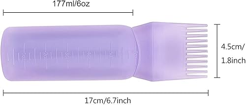 Miniatura 2 de Yebeauty Cepillo aplicador de cepillo para botellas con escala graduada para tinte para el cabello, paquete de 2 unidades de 6 onzas, morado