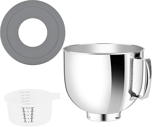 Tazón mezclador de acero inoxidable de 5 cuartos de galón con tapa, compatible con Kitchenaid Artisan&Classic Series 4.5-5QT mezclador de cabeza