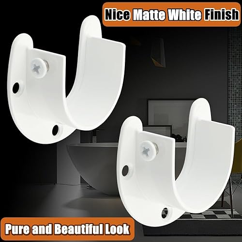 Miniatura 3 de Alise Soporte de barra de cortina de 1 pulgada de diámetro, soportes para barra de armario montado en la pared, soportes de brida de barra de