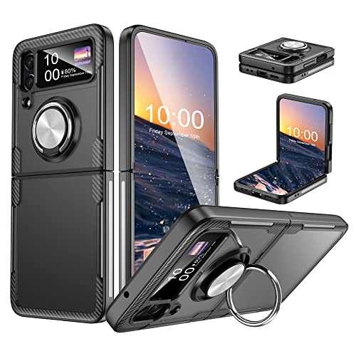Galaxy Z Flip 4 étui avec Support, Z 4 Flip Case Clair avec Anneau de Support (étui Seul) Cover