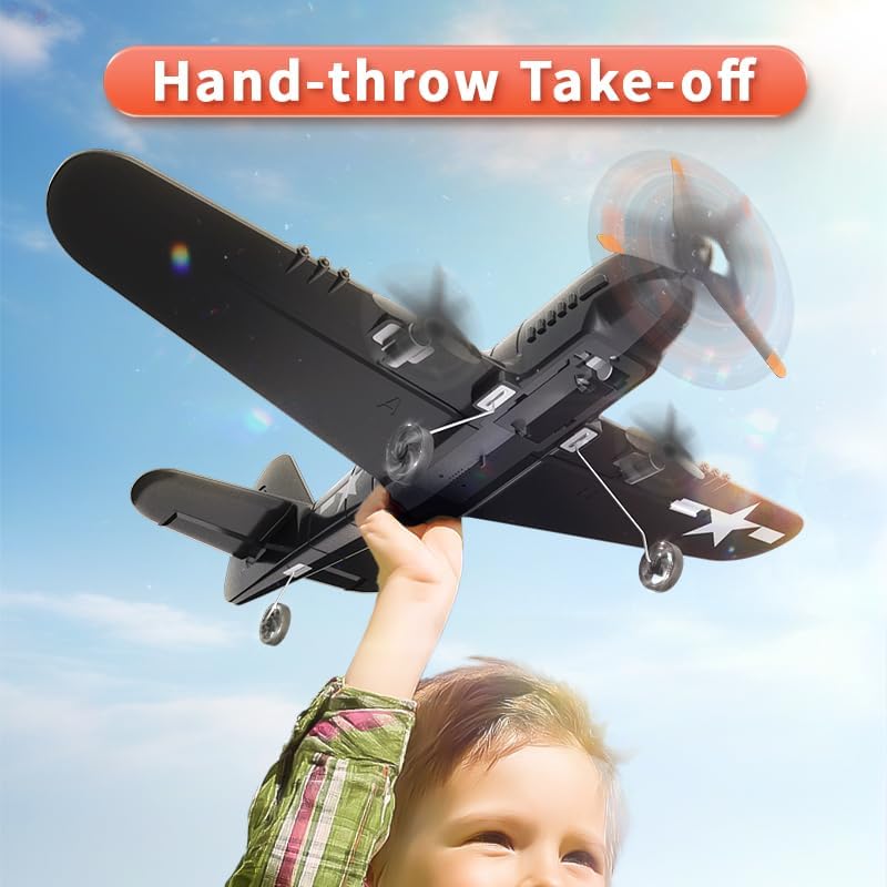 XOS Brushless Stunt RC Drone Plane Airplane Glider for Adults Remote Control Electric Aerobatic RTF Fighter Jet Aircraft with Colorful Light, EPP Hobby Airplane for Beginners Kids, Boys Gifts