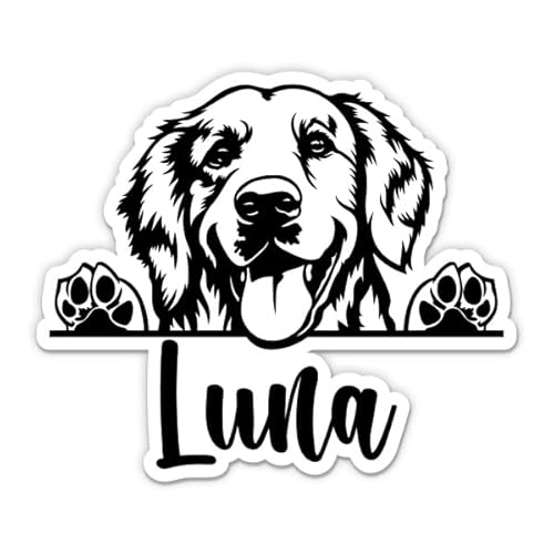 Golden Retriever Young Sticker - Custom Dog Name Vinyl Sticker