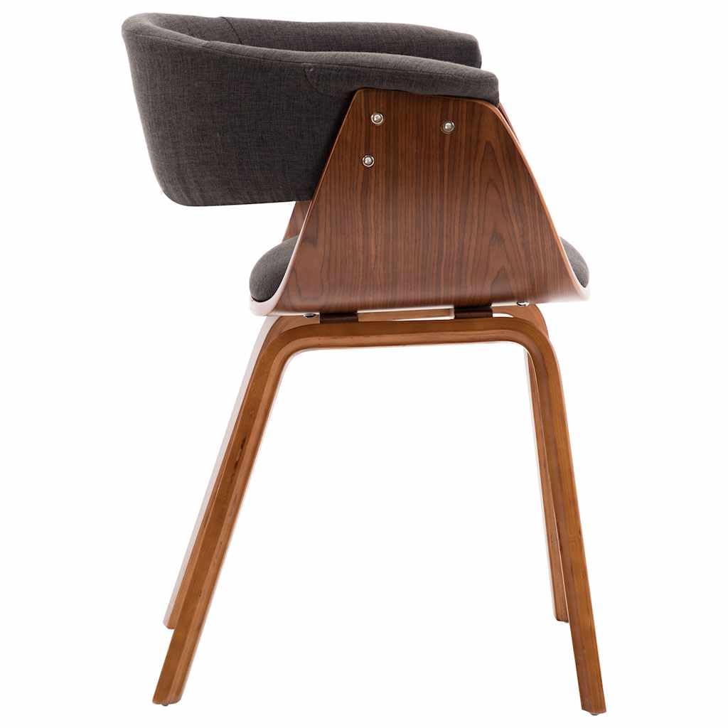 Chaise à Manger Gris Bois Courbé et Tissu